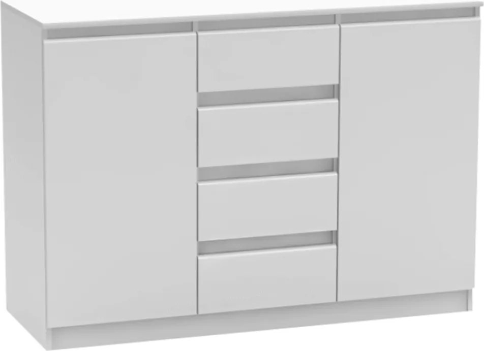 2 ajtós komód 4 fiókkal, fehér, HANY NEW 010