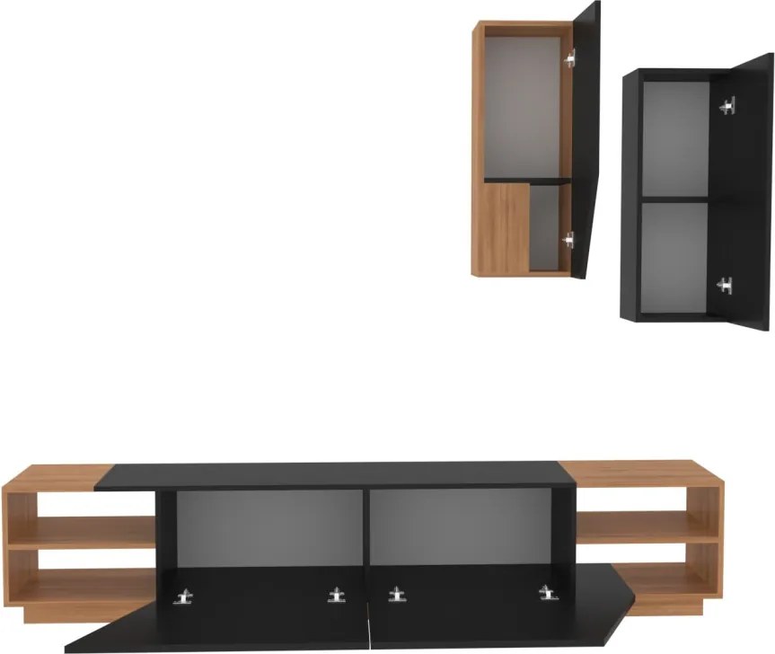 Zebra TV-állvány, fekete-teak, 240 cm