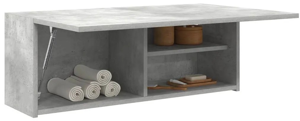 betonszürke szerelt fa fali fürdőszobaszekrény 80 x 25 x 30 cm