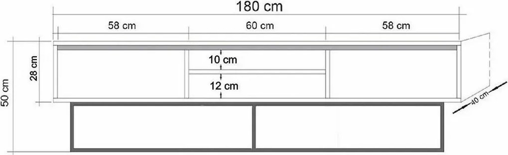 Rodez Walnut and Black II TV-asztal, L