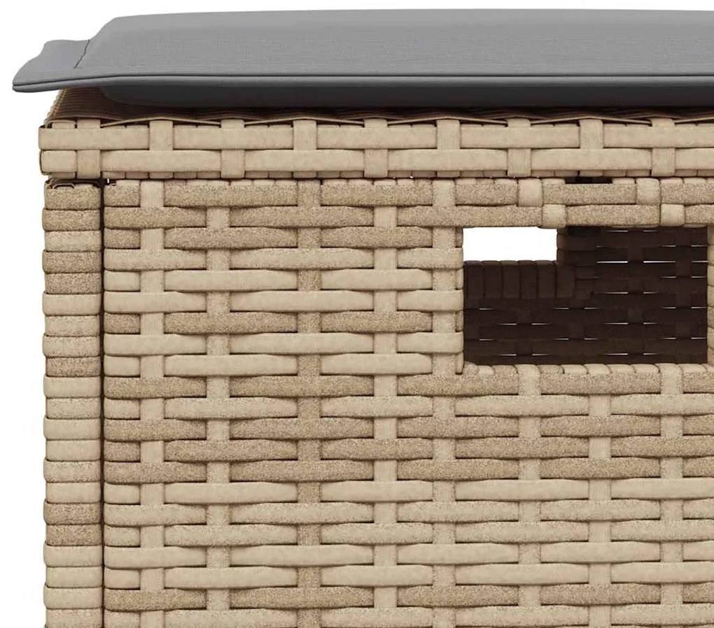 6 részes bézs polyrattan kerti ülőgarnitúra párnákkal L-alakú
