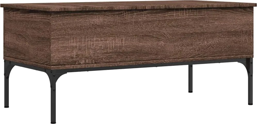 vidaXL barna tölgyszínű szerelt fa és fém dohányzóasztal 100x50x45 cm