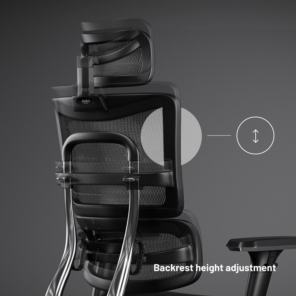 Ergonomikus irodai szék lábtartóval Normal Size, fekete-szürke: Diablo V-Master