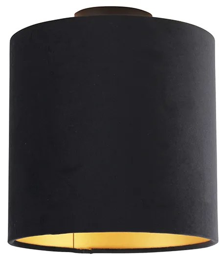 Mennyezeti lámpa fekete és arany bársony árnyékolóval 25 cm - Combi Black