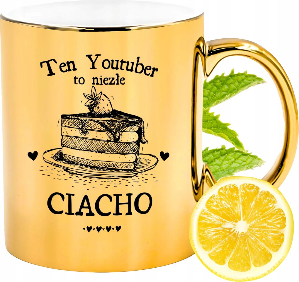 Arany csillogó bögre Youtubernek Ajándék Nyomtatott Fotóval