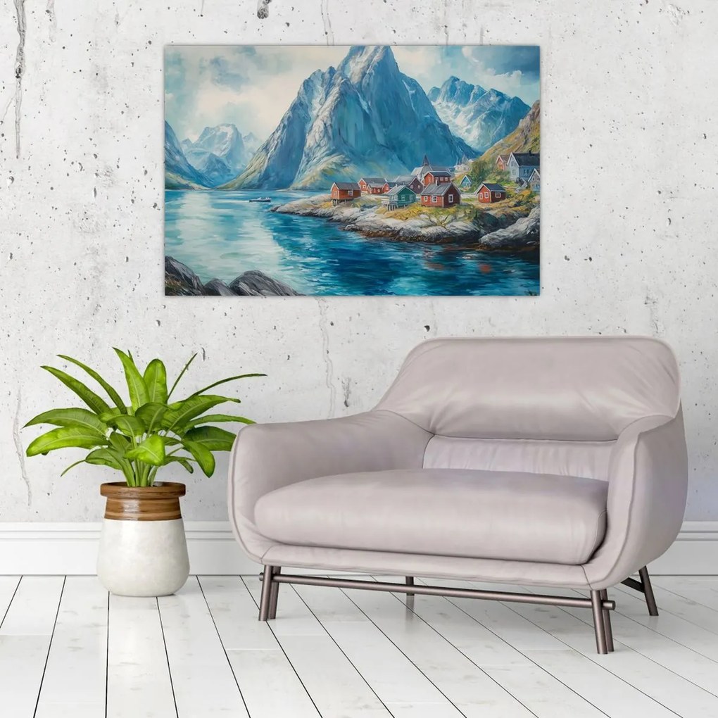 Kép - Norvég falu (90x60 cm)