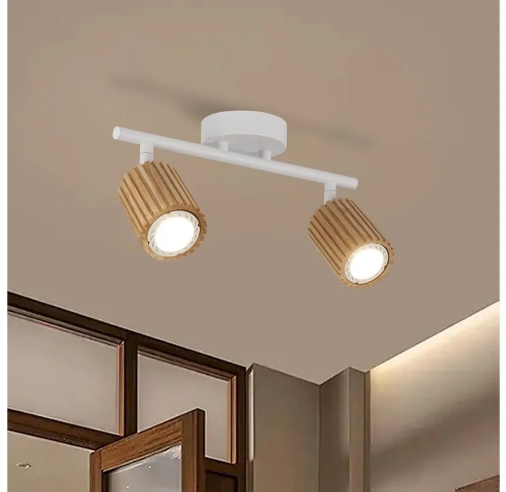 Brilagi - MODERN WOOD spotlámpa 2xGU10/8W/230V kaucsukfa/fehér