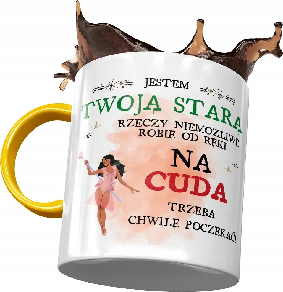 Sárga Bögre A Réginek Várni kell Nyomtatott Fotóval