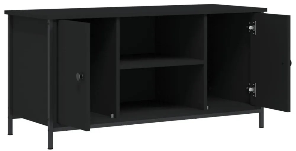 fekete szerelt fa TV-szekrény 100x40x50 cm