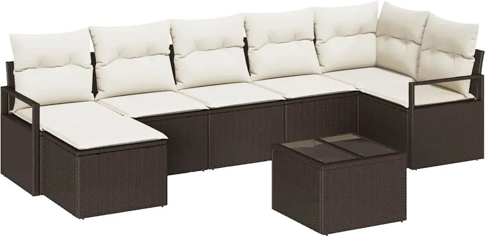 vidaXL Kanapé Szett 8 pcs Barna polirattan