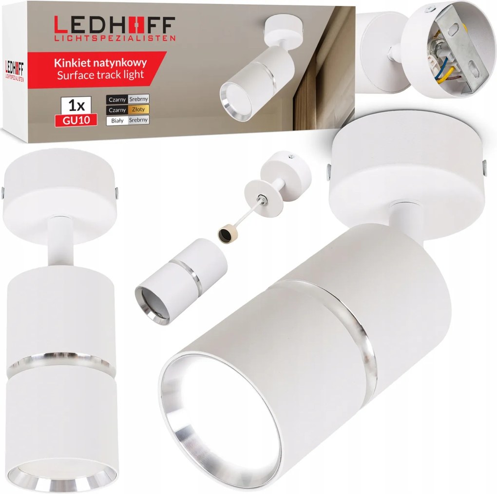 Mennyezeti lámpa Led fali Spot halogén lámpatest GU10 Cső Fehér ezüst