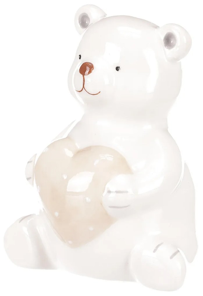 Karácsonyi dekoráció Teddy maci szívvel a kezében,10 cm