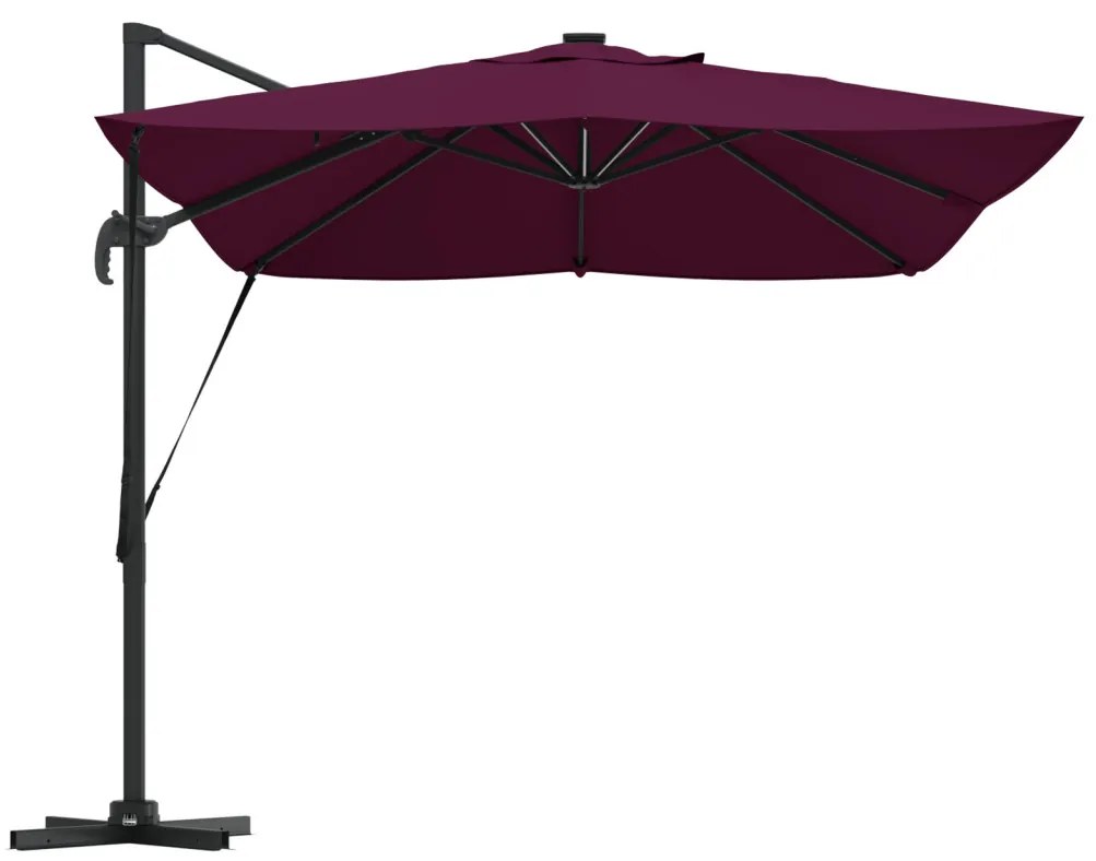 Konzolos Roma Napernyő LED-del Bordeaux Piros 352x251x265 cm Alumínium