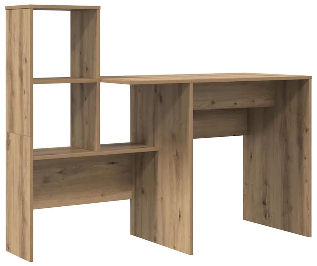 Asztal polcokkal kézműves tölgy 131.5 x 50 x 106.5 cm Faanyag