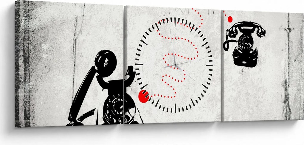 Kép - Telefon rajza Banksy stílusában (órával) (90x30 cm)