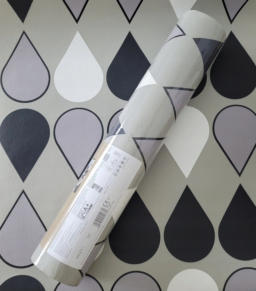 Csepp tapéta, 3D hatás, csillogó elemek, 94023-1