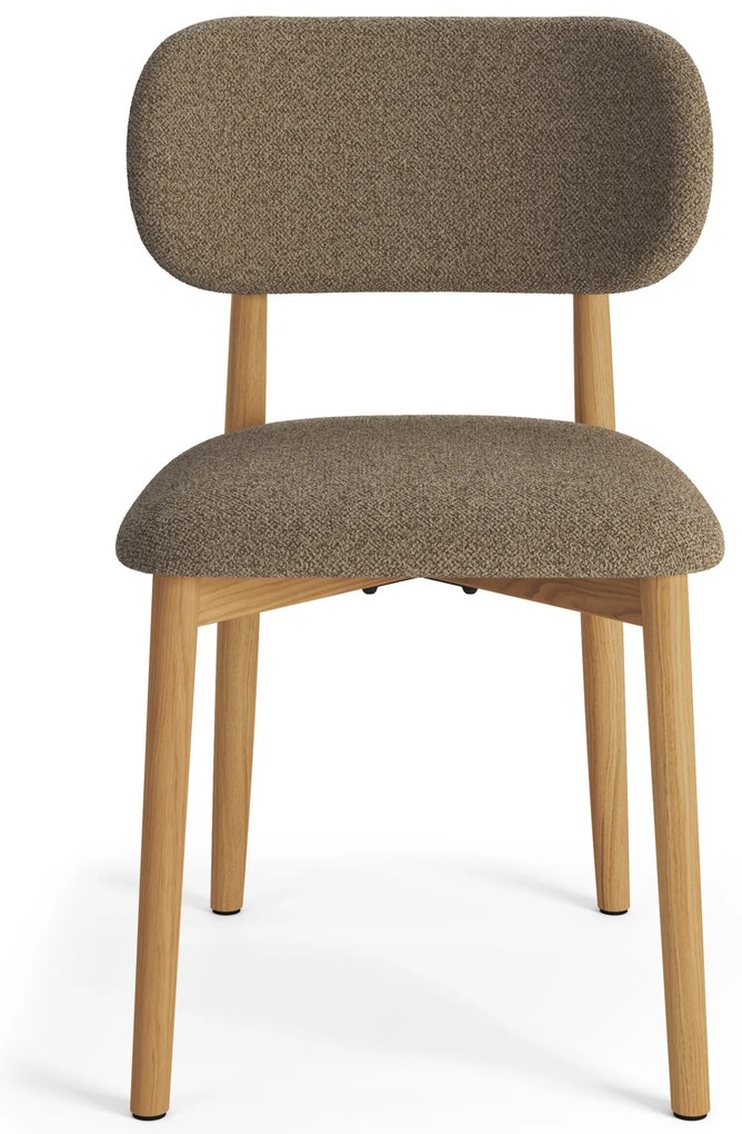 MAZZONI EXPORT AVLO Barna Taupe (Monza 40 szövet)/lakkozott tölgyfa váz - RETRO BOUCLÉ FA SZÉK NAPPALIBA ÉTKEZŐBE KONYHÁBA