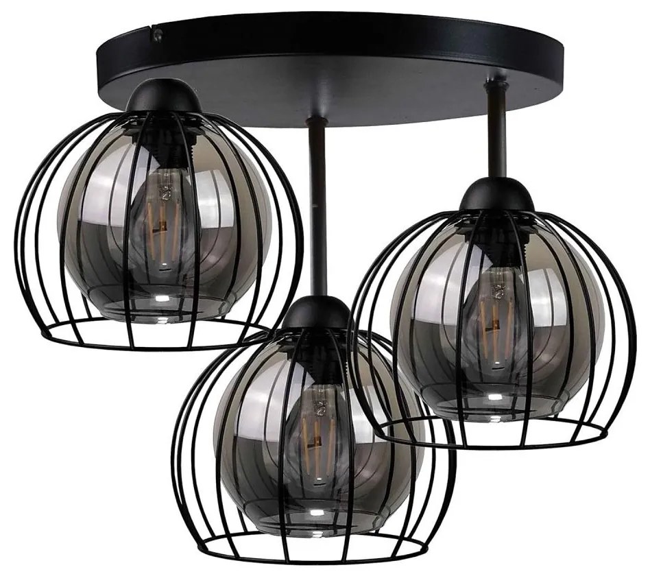 Keter Lighting Felületre szerelhető csillár  SOLO BLACK 3xE27/60W/230V átm. 30 cm KE0094