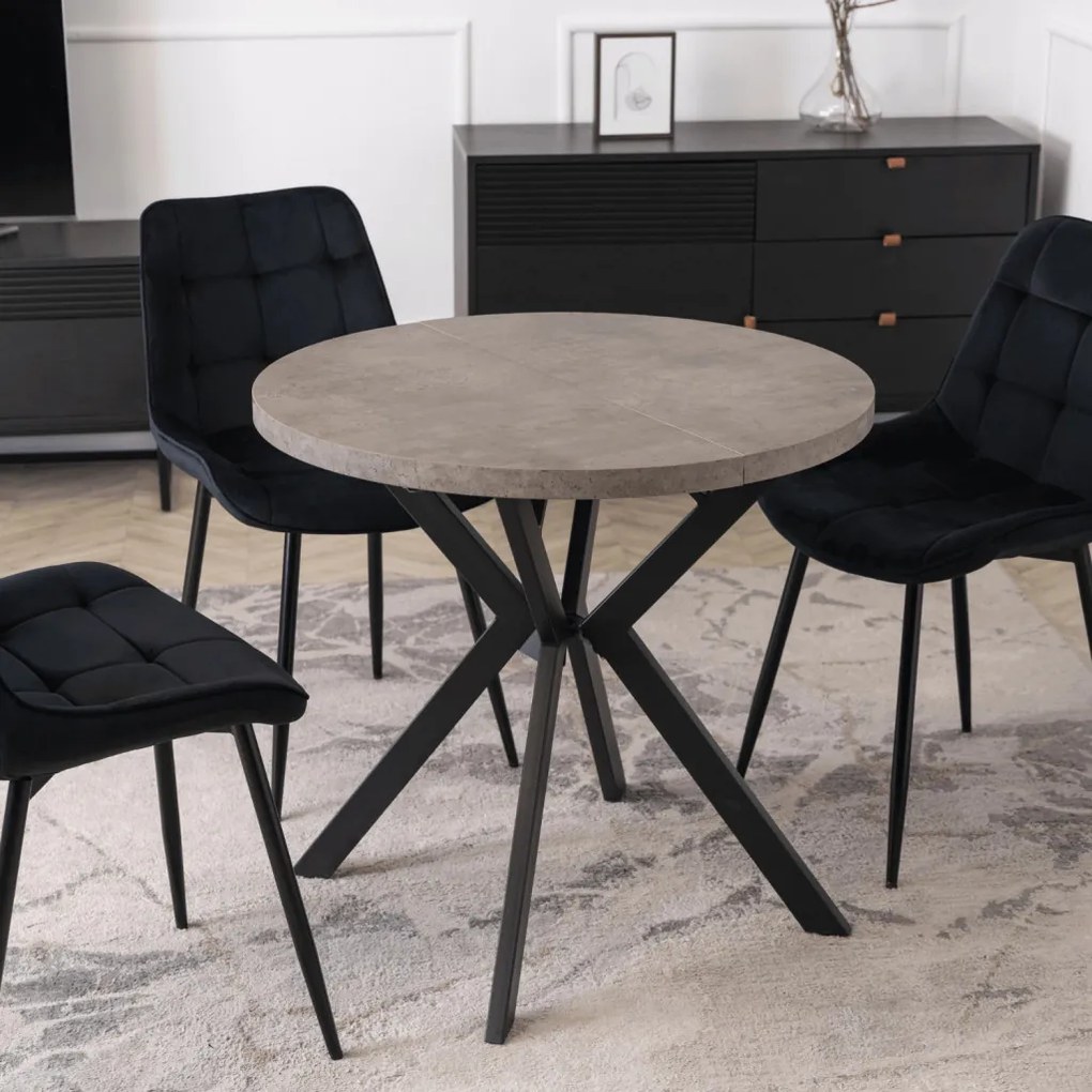 DORIAN asztal 80–160 cm, beton/fekete