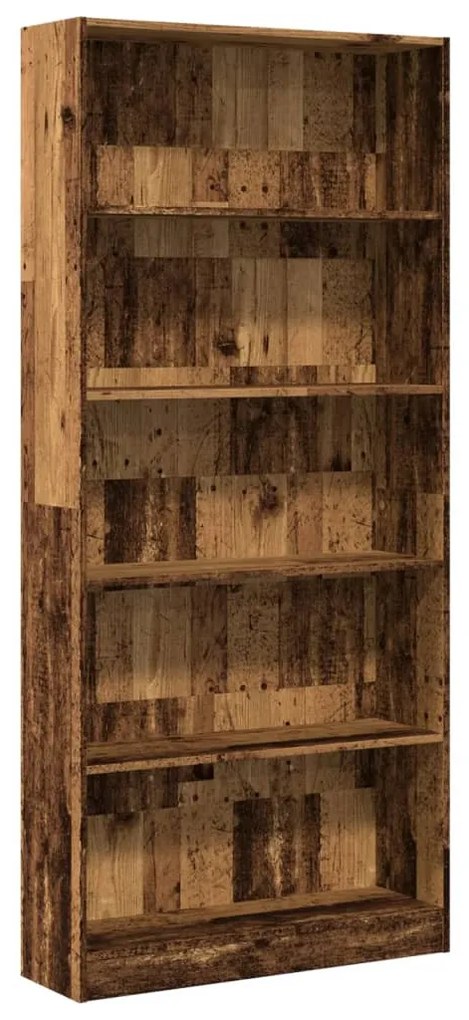 antik fa színű szerelt fa könyvespolc 80 x 24 x 176 cm