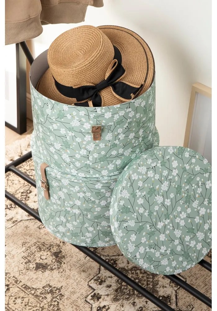 Világoszöld fedeles karton tárolódoboz szett 2 db-os ø 37,5x25,5 cm Rut Paper Laminate – Bigso