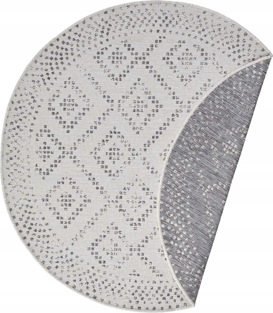 Szürke kerek szőnyeg,lapos,zsinóros 160cm