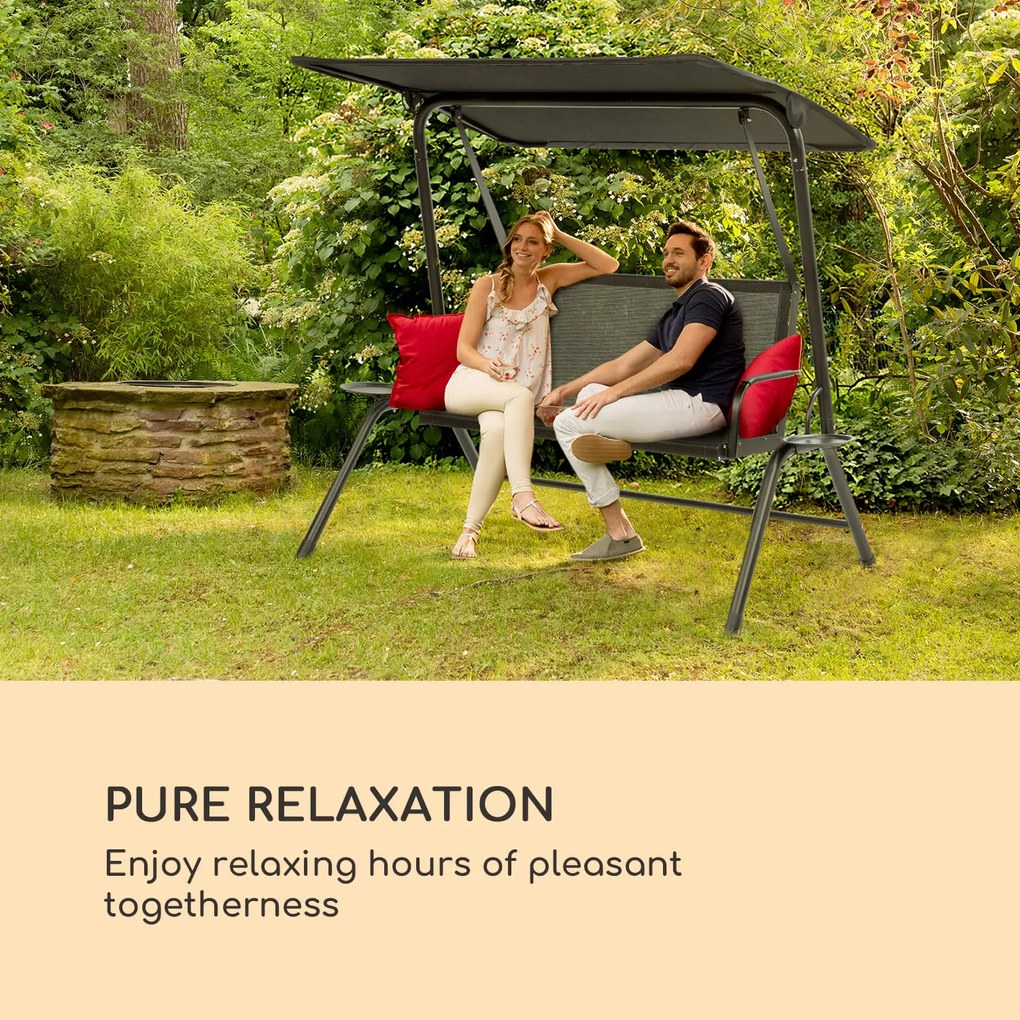 Blumfeldt Bel Air Mono Swing, hollywoodi hintaszék, acélkeret, Mono Relax, fekete