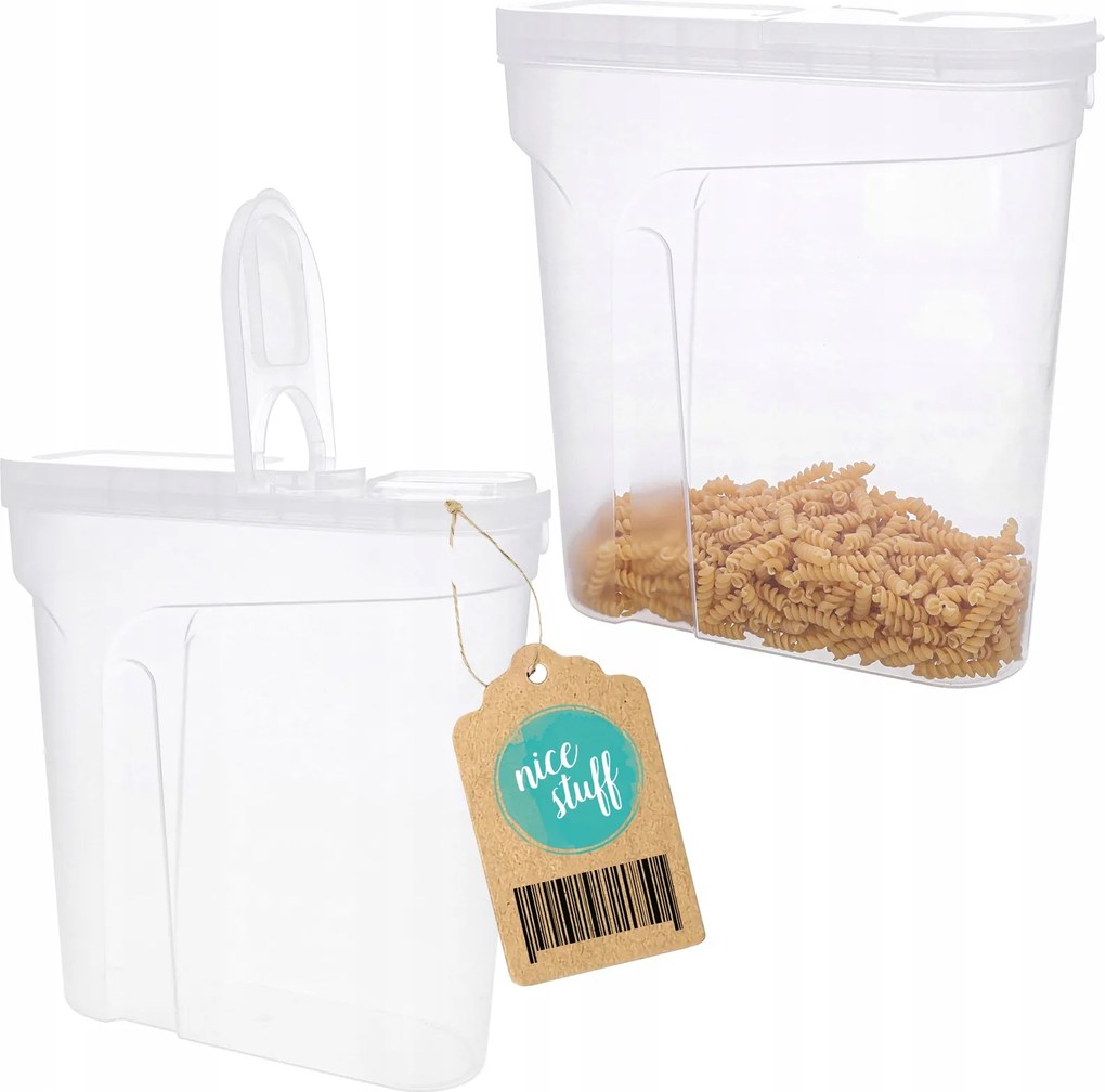 Műanyag ételtároló doboz fedéllel, zárható ömlesztett termékek számára 2,4l