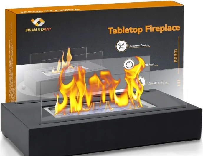 Szabadonálló biokandalló 35 x 6 x 18 cm fekete