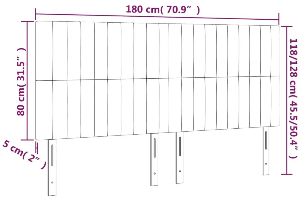 sötétbarna szövet LED-es fejtámla 180x5x118/128 cm
