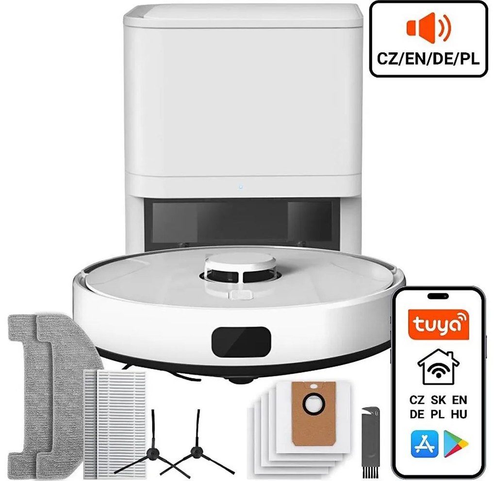 TESLA Electronics RoboStar - Intelligens robotporszívó 2in1 2600 mAh Wi-Fi fehér