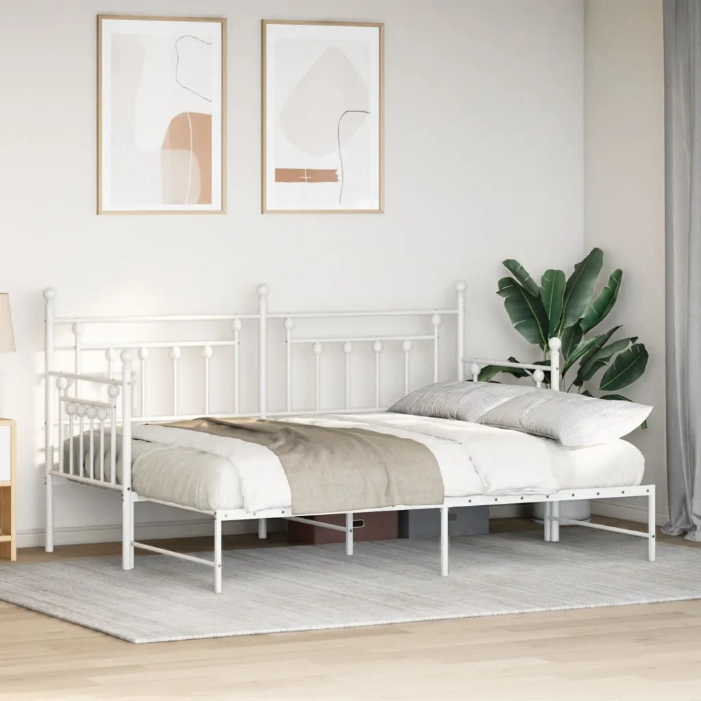 Napágykeret Léces Ágytálcával, Fehér, 75x190 cm, Acél
