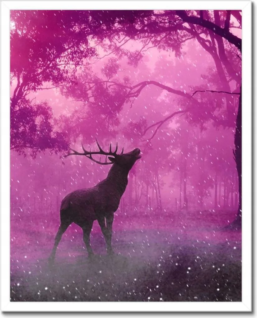 Poszterek keretben 40x50 Szarvas a varázslatos erdőben