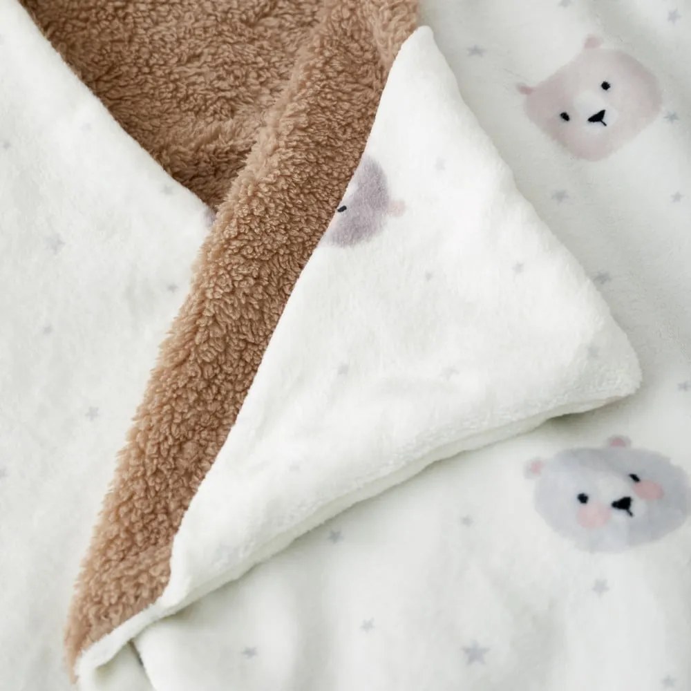 Barna-krémszínű mikroplüss kapucnis takaró 90x125 cm Cosy Bear – Catherine Lansfield