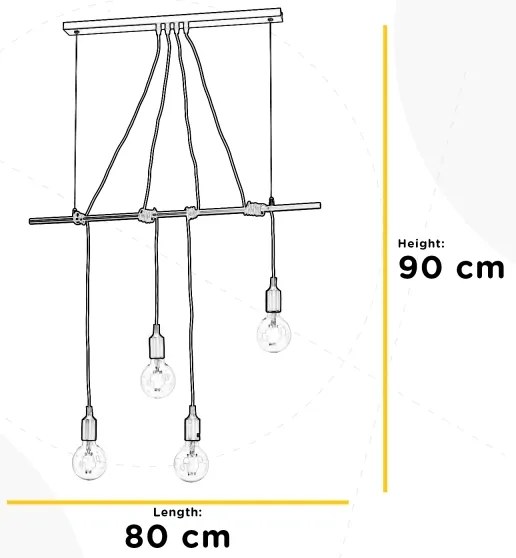 ONLI - Csillár zsinóron WIRE 4xE27/15W/230V fekete