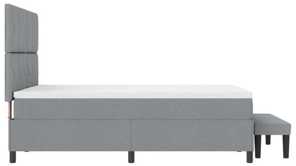 Boxspring ágy matraccal és pad állványos világosszürke 140x200 cm szövet