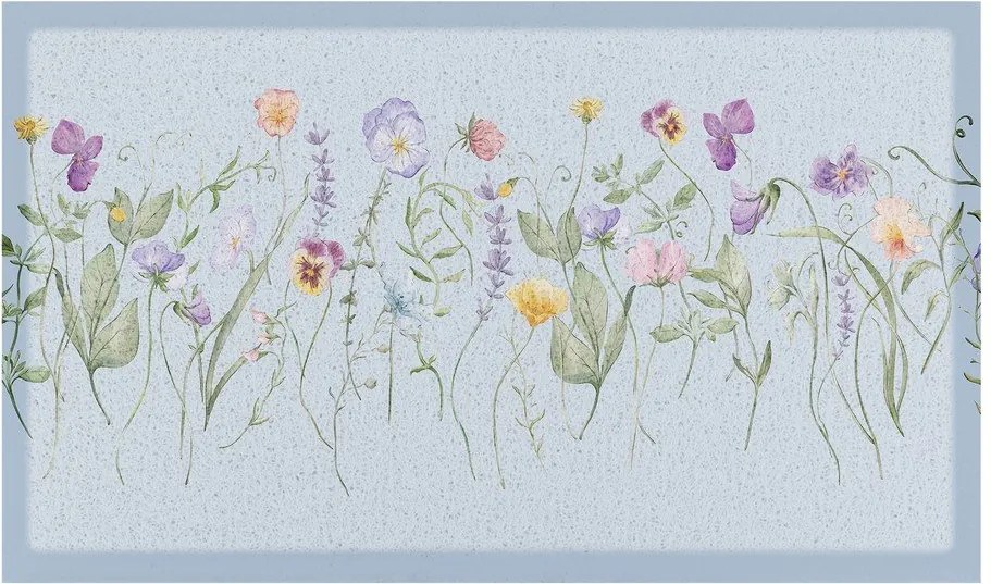 PVC lábtörlő 40x70 cm Blue Wild Flowers – Artsy Doormats