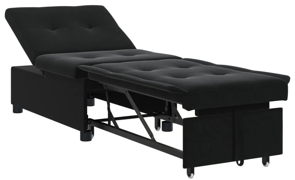 Kanapéágy Fekete 67 x 194 x 38 cm Bársony