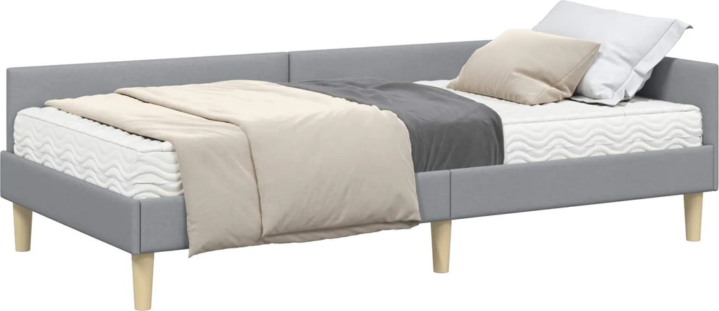 vidaXL Sarok Ágykeret Matraccal matracmal 2 pcs Világosszürke szövet