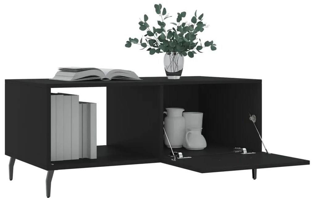 Fekete szerelt fa dohányzóasztal 90 x 50 x 40 cm