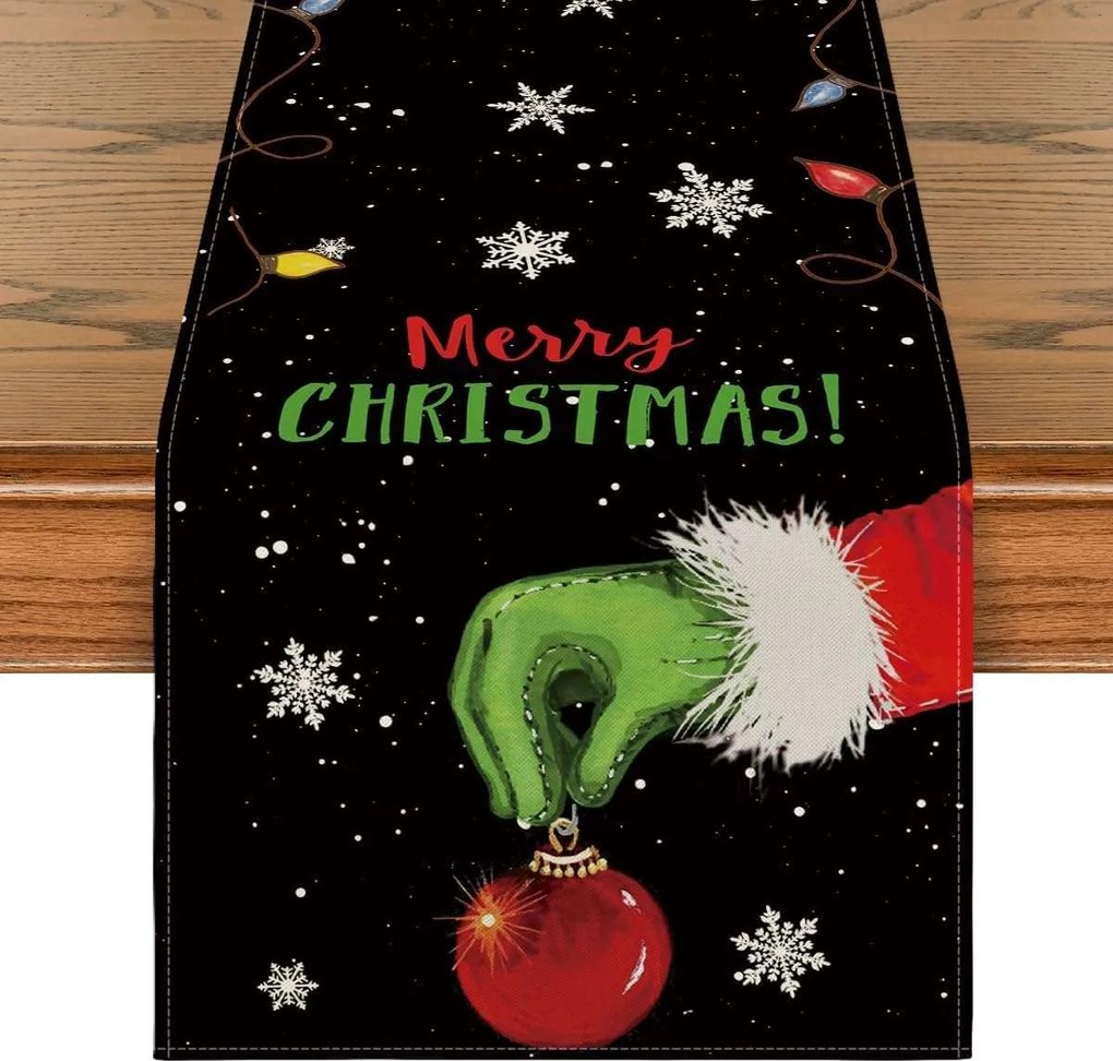 Karácsonyi asztalterítő textil grinch dekoráció 40 x 180 cm