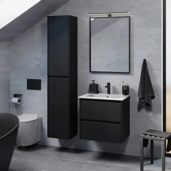 MOLDE 60 cm fekete fürdőszobai szekrény mosdóval