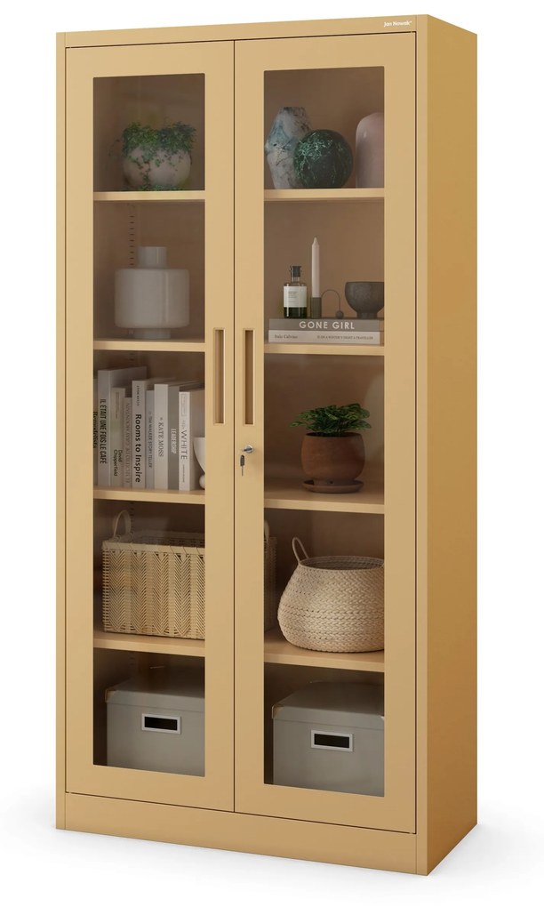 Üveges vitrin AMELIA, 900 x 1850 x 400 mm, Fresh Style: bézs