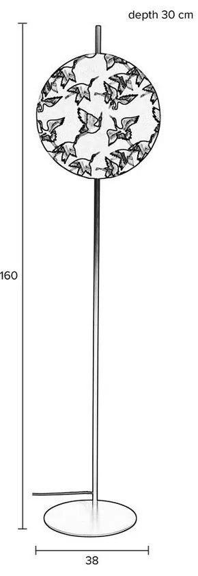 Fekete állólámpa textil búrával (magasság 158 cm) Jaylee – White Label