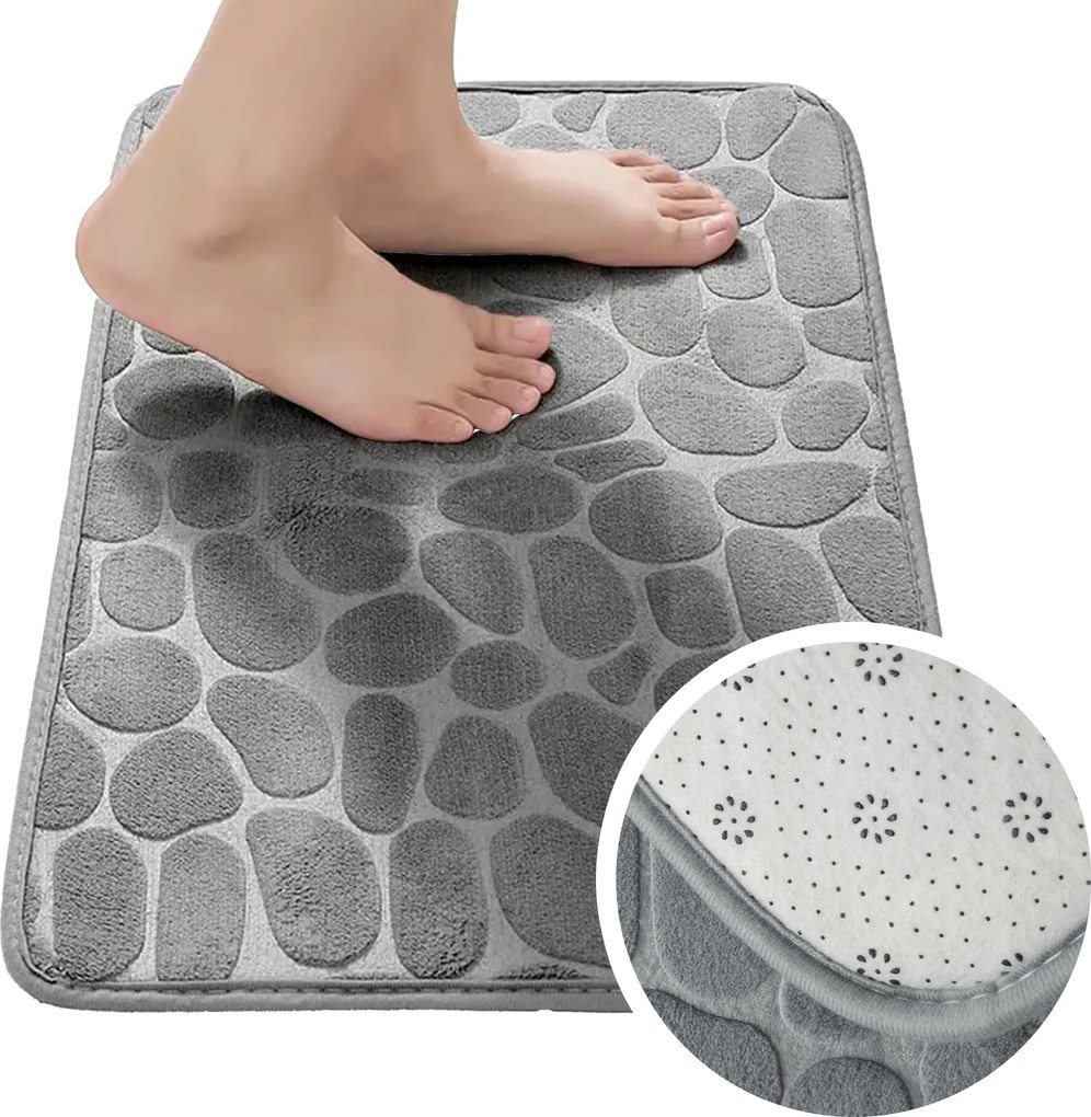 Fürdőszobaszőnyeg Csúszásgátló Puha Szőnyeg Szürke Nedvszívó 40 x 60