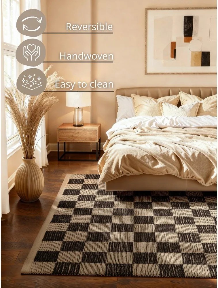 Fekete-krémszínű kétoldalas-kézi szövésű jutakeverék szőnyeg 160x230 cm Rex – Hanse Home