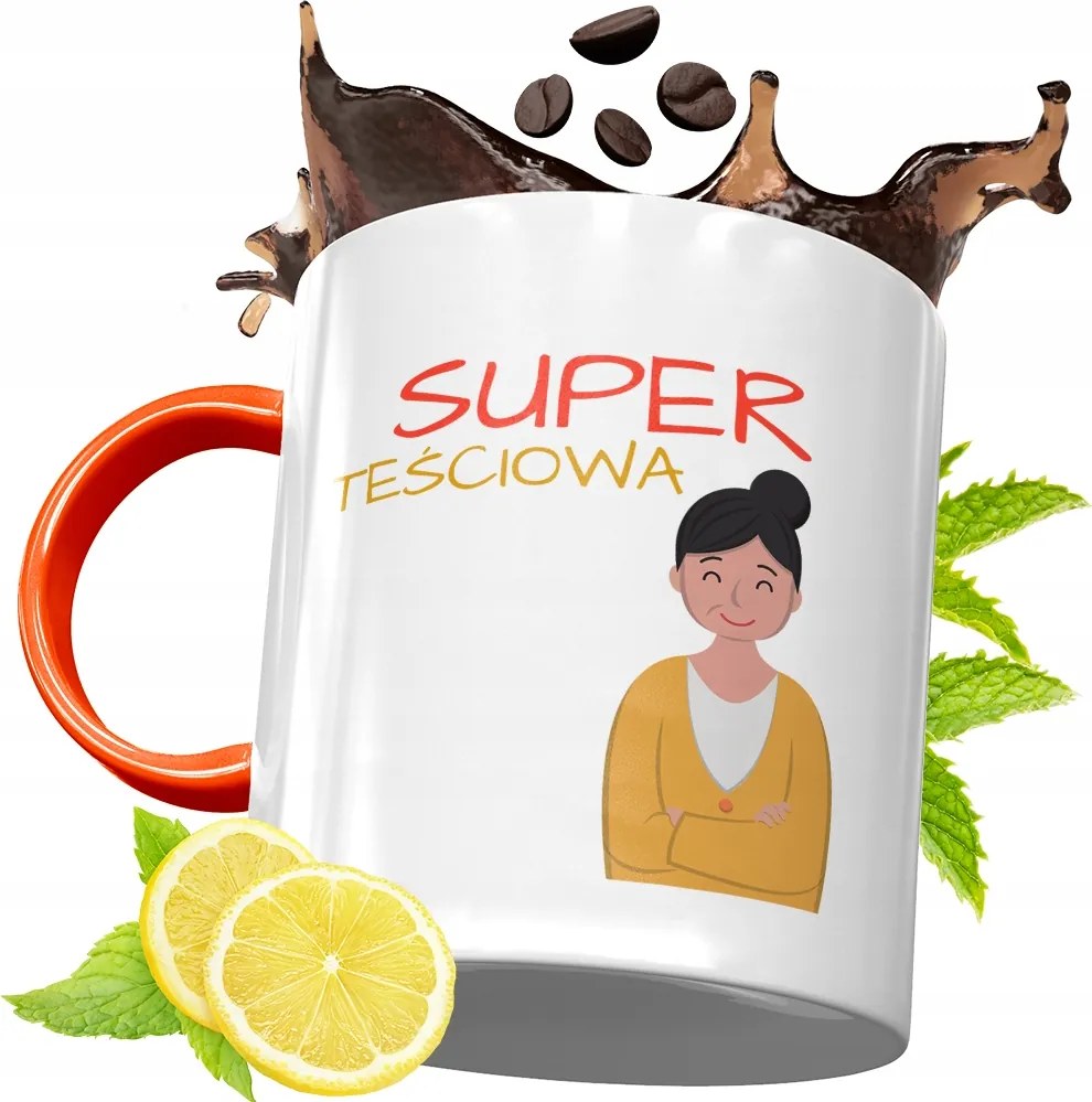 Narancssárga Bögre Anyósnak Ajándékba, fényképes nyomattal