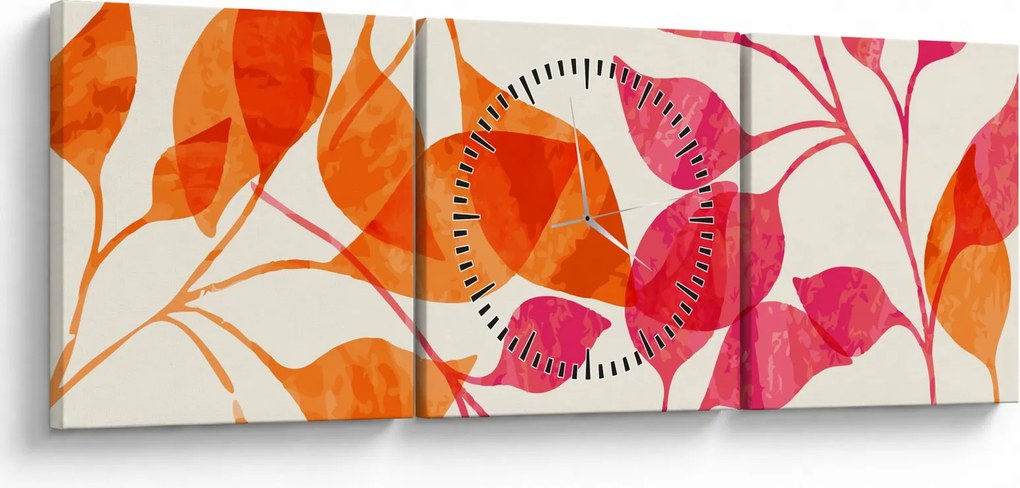 Kép - Narancssárga levelek (órával) (90x30 cm)