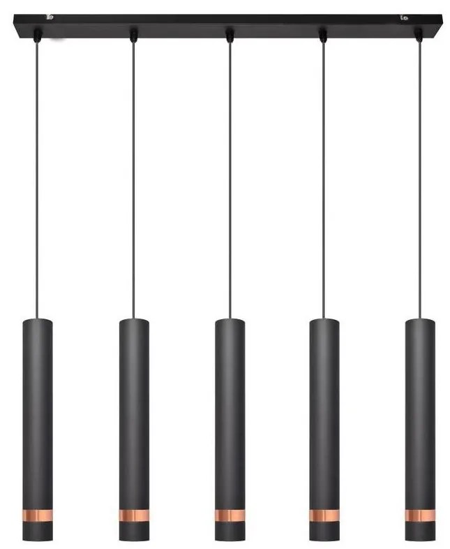 LED Csillár zsinóron TUBA 5xGU10/6,5W/230V fekete/réz