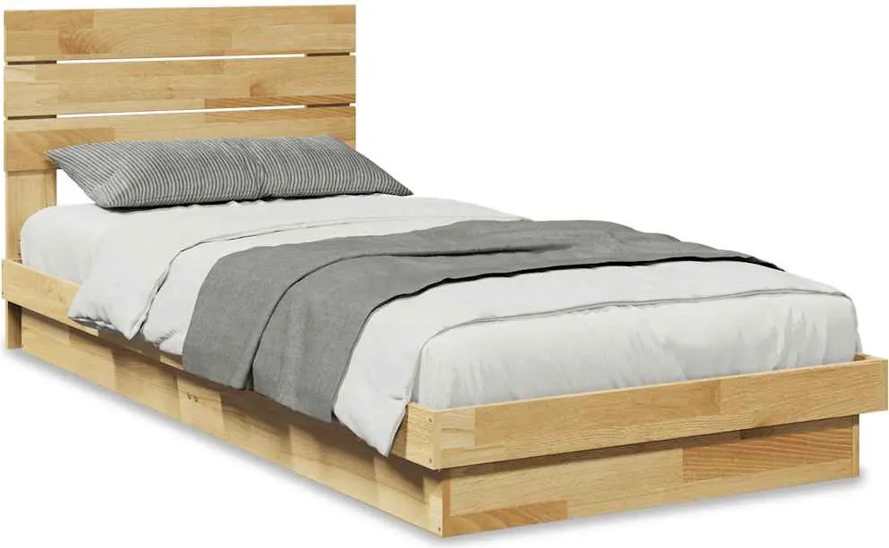 vidaXL ágykeret fejtámlával matrac nélkül 80x200 cm tömör fa tölgyfa